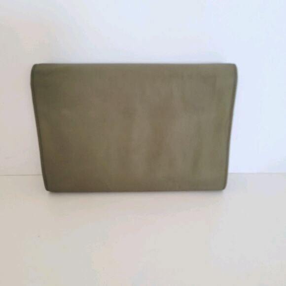 PRADA Tessuto Khaki Green Nylon Leather Logo Plate Wallet Medium Envelope Medium - Picture 2 of 11